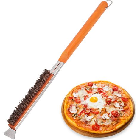 Brosse à pizza à manche en bois, brosse à pizza à long manche, pierre à pizza, outil de cuisson amovible (1/5)