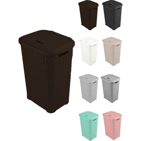Cesto para la Colada 38L de Plástico con Asas - Cubo Ropa Sucia con Tapa 49 x 39 x 30 cm
