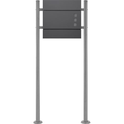 ECD Germany Buzón Correos de Pie 37 x 10,5 x 36,5cm Acero Diseño Moderno Antracita y Soporte Pedestal Plateado 120cm Altura Portal Compartimiento Integrado Periódicos Cerradura con 2 Juegos de Llaves (1/5)