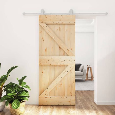 Puerta corredera con herrajes madera maciza de pino 85x210 cm vidaXL (1/5)