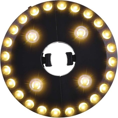 Lumière blanche chaude pour parasol de terrasse, 3 modes de luminosité, 28 lumières LED à 200 lumens, fonctionne avec 4 piles AA, pour parasol, tentes de camping (1/5)