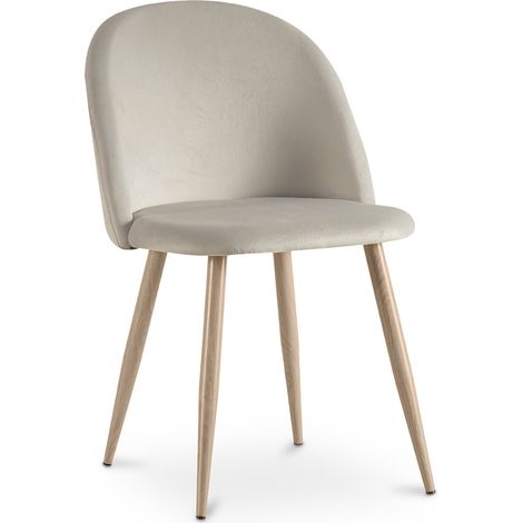 Sedia da pranzo - imbottita in velluto - Stile scandinavo - Evelyne Grigio chiaro
