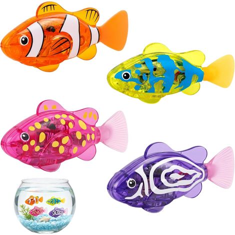 Robo Cat Fish Set of 4 Electronic Pet Toy Bath Fish Luminous Robot Fish for Cat Pool Bathtub Aquarium (1/5)
