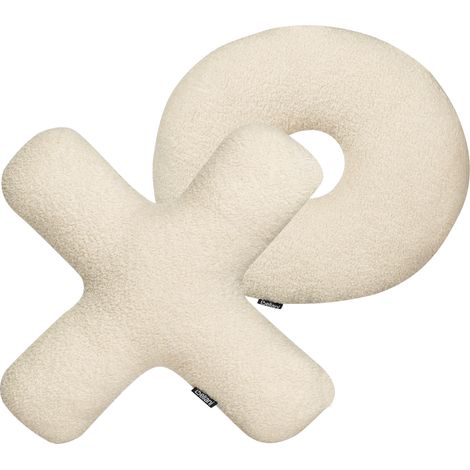 Conjunto de 2 cojines afelpado letras XO tela almohadas textil decoración beige Hesperis