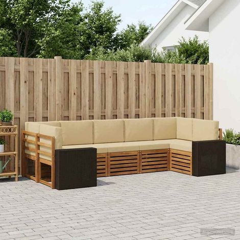 vidaXL Ecksofa Set mit Kissen 7 pcs Natur und Beige Polyester (1/5)