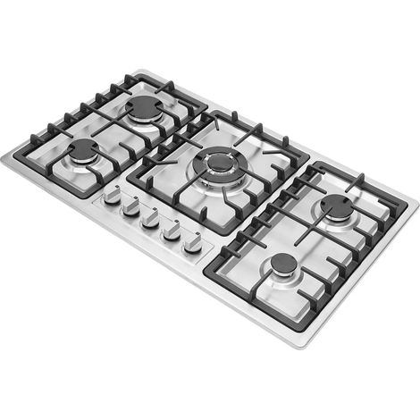 5 Burners Gas Stove Stainless Steel NG Cook-top for Home/Commercial Kitchens (1/5)