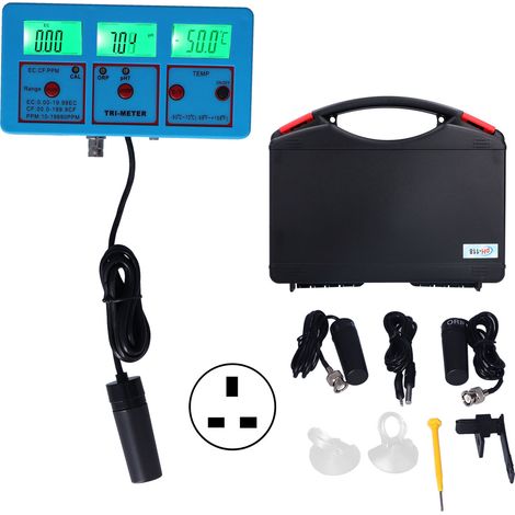 Analyseur de qualité d'eau multi-paramètres PH-118, affichage LCD rétroéclairé, testeur ORP/PH/EC/TDS/CF/TEMP, prise Royaume-Uni 220V (1/5)