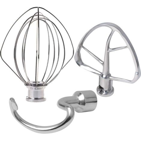 Batteur en acier inoxydable avec fouet, crochet pétrisseur et batteur plat – Compatible robots de cuisine Artisan 5L – Accessoires de cuisine professionnels (1/5)