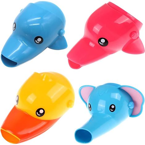 QAZQA Robinet de Rallonge pour Enfants, 4Pièces Extension de Robinet Extender Extension de Goulotte de Robinet d'eau Cartoon Animale Mignonne pour Enfants Bébés (1/5)