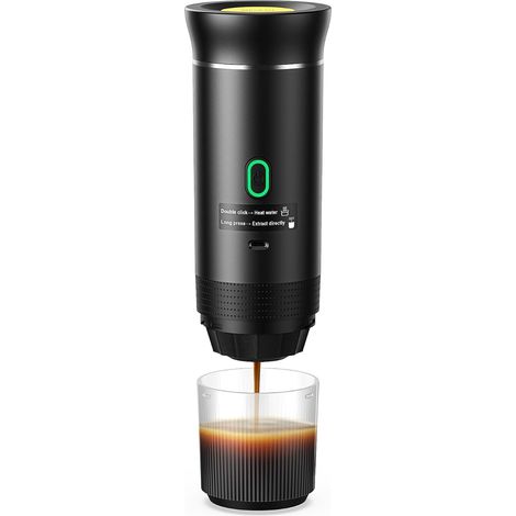 Cafetiere Portable - 20 Bars - 50 Ml - Rechargeable 7500 Mah - Compatible Capsules Et Cafe Moulu - Pour Bureau Maison Voyage