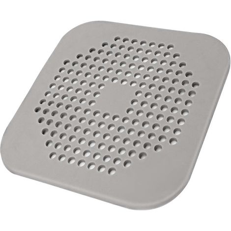 Square Shower Drain Cover 5.7 Inch TPR Drain Hair Collector Flat Silicone Plug, Grey/White Filtered Shower Drain (1/5)