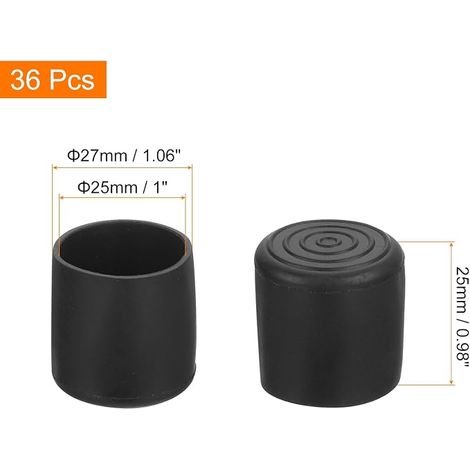 Chair Leg Protector, 25 mm PVC Chair Leg End Caps, Round Floor Protectors for Table Legs, Black (1/4)