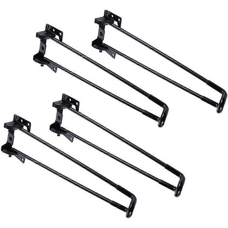 Pieds de table pliables robustes en fer pour usage domestique, 43,00 x 10,00 x 3,00 cm, noirs, lot de 4. (1/5)