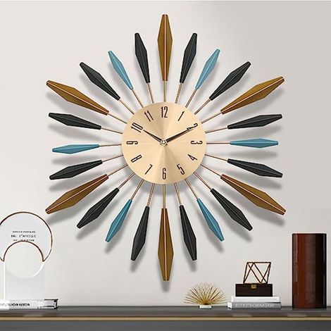 Large Metal Starburst Decorative Wall Clock (1/5)