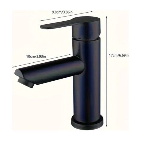 Mitigeur de Lavabo Salle de Bain en Acier Inoxydable 304 Noir – Eau Chaude et Froide, Robinet pour Vasque et Plan de Toilette, Design Moderne