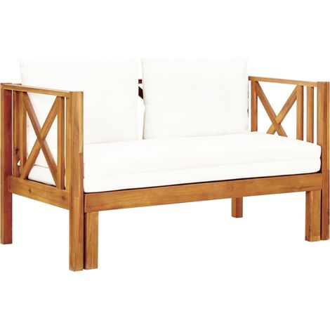 2-Sitzer-Gartenbank mit Kissen 122 cm Massivholz Akazie