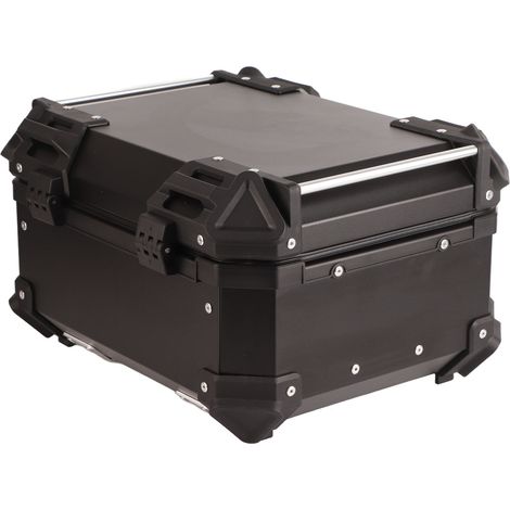 Coffre Top Case Moto 28L Aluminium Alliage Imperméable Antirouille Universel Scooter Bagagerie Noir (1/5)