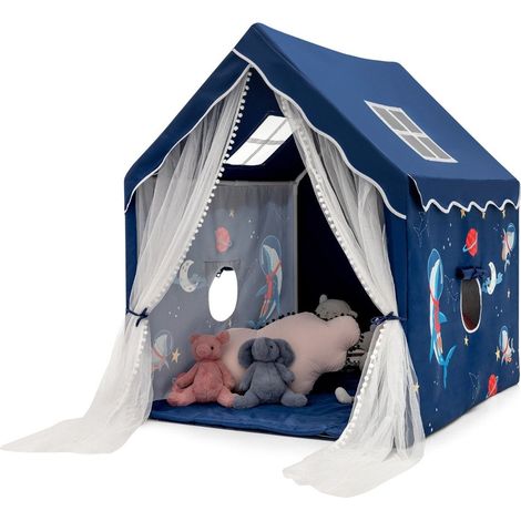 Tenda da gioco per interni con materassino 121 x 105 x 137 cm blu