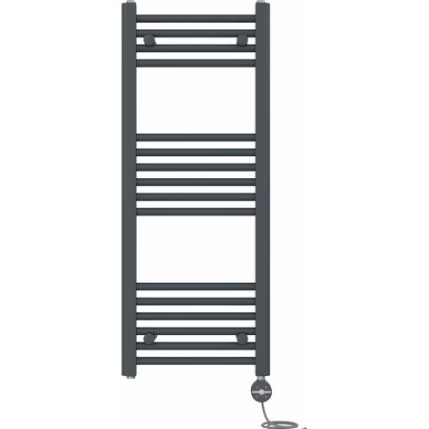 NRG Prefilled Thermostatic Electric Straight Heated Towel Rail Radiator 1000 X 400mm Anthracite