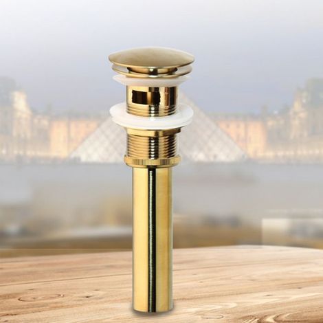 Bonde De Lavabo - Laiton Doré - Système Clic-Clac Avec Trop-Plein - Pour Vasque À Débordement - 1 Pièce (1/4)