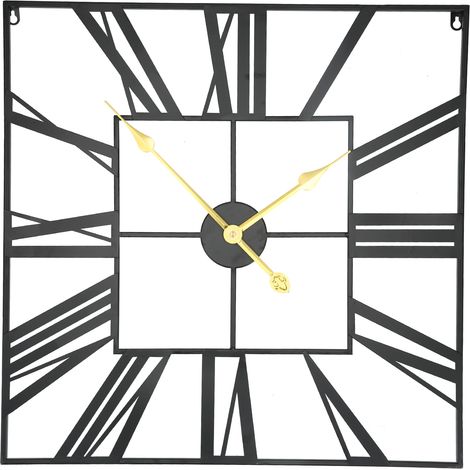 Horloge murale fer peinture art chiffres romains moderne silencieuse grande horloge pour salon maison bureau (1/5)