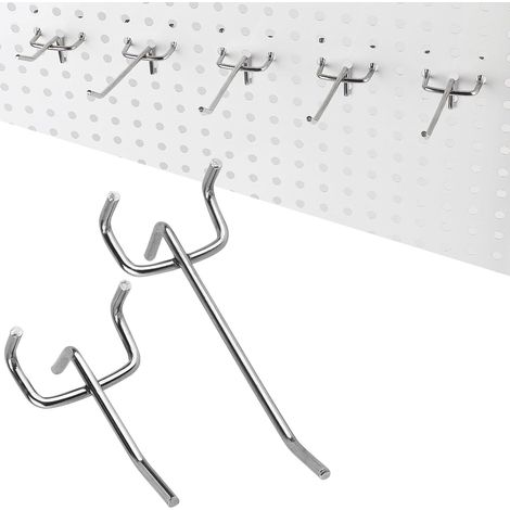 100 x Crochets pour Panneau Perforé en Deux Longueurs (5cm et 7cm), Pegboard Hooks, Crochet pour Ètagères de Cuisines, Supermarchés, Racks à outils (1/5)