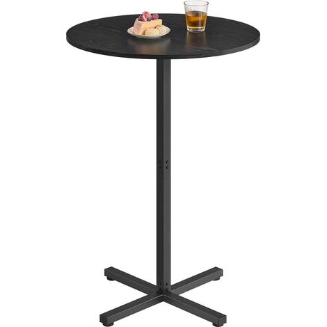 Mesa alta de bar con estructura de metal 60 x 60 x 1045 cm para comedor o bistró fácil montaje base en cruz capacidad para 2-3 personas estilo moderno color negro 120007574 (1/4)