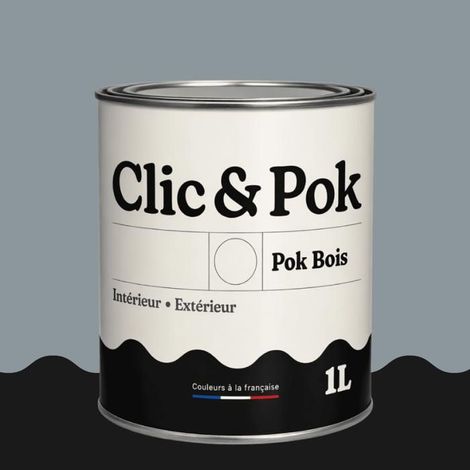 Peinture Bois Extérieur – POK BOIS - 1L - RAL 7001 - Gris argent- Résistante aux intempéries - Ne s'écaille pas