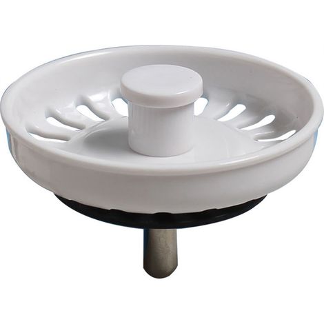 Weißer Küchenspülen-Siebstopfen für Abflüsse aus Polymer, 74 mm Durchmesser (1/5)