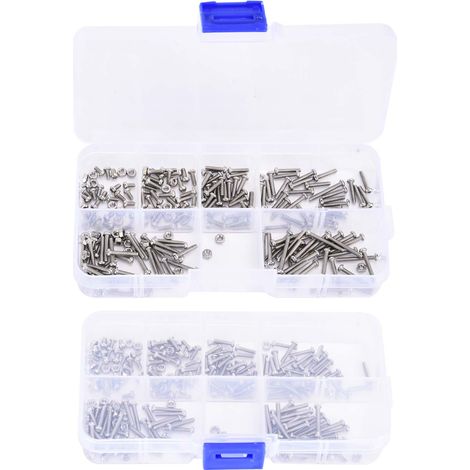 Ensemble de 230 vis et écrous en acier inoxydable M2, accessoires d'outillage compacts. (1/5)