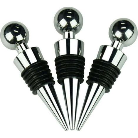 Ensembles de bouchons de vin de conception de boule d'alliage de zinc de 3pcs, bouchons de vin décoratifs pour le vin, le champagne, la soude, la bière (1/5)