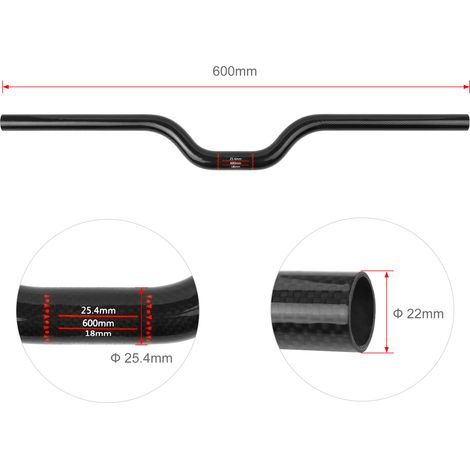 Guidon élévateur ultraléger en Fiber de carbone de 600mm, barre de vélo de route pour vélo de montagne, pince de 25.4mm (1/5)