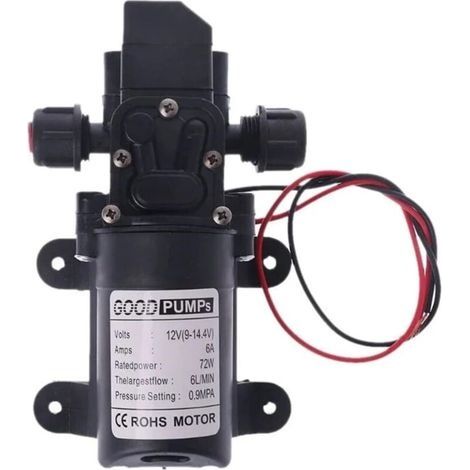 Pompe à eau pour camping-car 12 V DC 12 V 60 W 130 PI 6 L/min Pompe à eau haute pression Pompe d'amorçage à membrane Pompe à eau pour camping-car (Voltage : 12 V) (1/4)