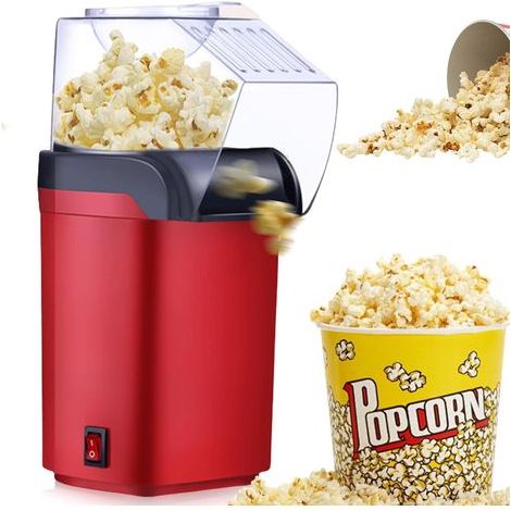 Machine à popcorn à air chaud pour enfants avec couvercle transparent et verre doseur : Machine à popcorn automatique rétro de 1 200 W, faible en matières grasses et silencieuse pour soirées ci (1/5)