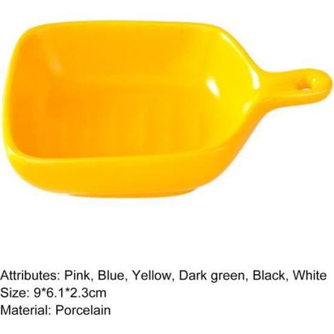 ASSIETTE Sauce Dish Fine Workmanship Multi usage Porcelain Thick Colorful Cute Sushi Sauce Dish pour Home style-Yellow4 (1/2)