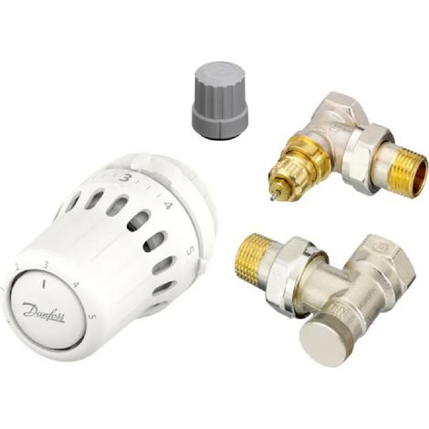 Kit de cabezal termostático React + RA-FN cuerpo en ángulo 15 + RLV-S codo de ajuste.