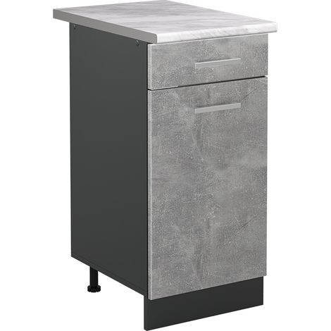 Mobiletto base cucina R-Line, Calcestruzzo/Antracite, 40 cm piano di lavoro Marmo, Vicco (1/5)