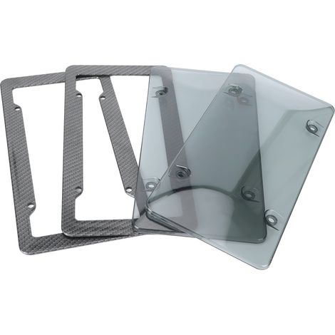 Ensemble de protection pour plaques d'immatriculation style fibre de carbone, conforme aux normes canadiennes - Décoration automobile (1/5)