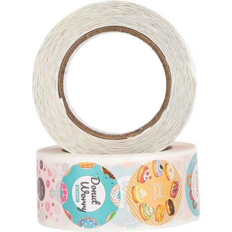 Lot de 2 Rouleaux de Ruban Adhésif Washi Décoratif, Matériau DIY Scrapbooking, Étiquettes Cadeau Emballage, Autocollants Pain Joyeux Anniversaire (1/5)