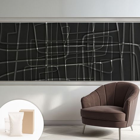 Papier peint intissé pour salon chambre à coucher peint imprimé pour mur - Colle incluse gratuite Lignes abstraites 250x104 cm (1/5)