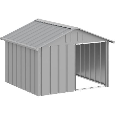Maison Exclusive - Hundehütte Grau 116,5x103x81,5 cm Verzinkter S (1/5)