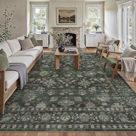 Tapis de Salon 300x400cm Chambre Vert Tapis Antidérapant (1/5)