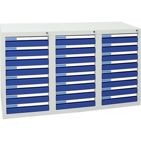 Stumpf Schubladenschrank Serie ESTA, 24 Schubladen enzianblau (24x100mm) (1/2)