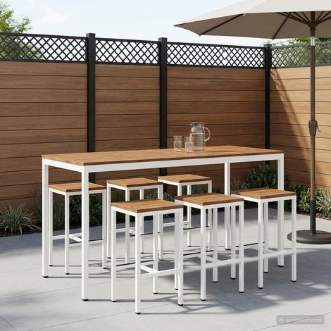 vidaXL Mesa de Bar para Jardín NAARDEN Natural y Blanco (1/5)