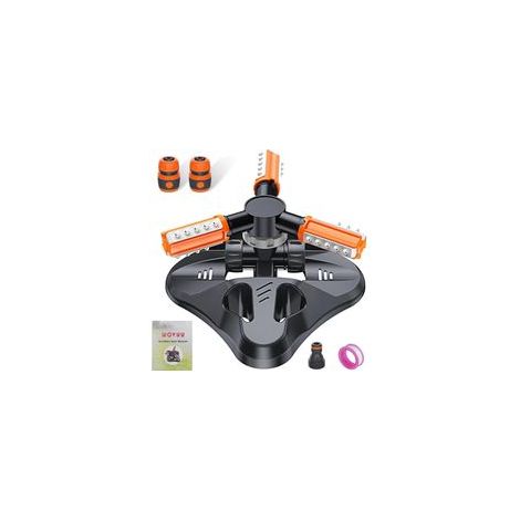 Gartensprenger, Rasensprenger der nächsten Generation, automatisches 360°-Drehbewässerungssystem, Gartenschlauchsprenger mit 36 integrierten Winkeldüsen (Orange) – 1 Stück – Crezuo