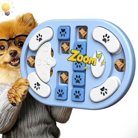 Interaktives Hundespielzeug gegen Langeweile mit Quietschgeräuschen, ideal als Geburtstagsgeschenk, waschbar, intelligent und geeignet für kleine Hunde, blau-weiß (1/5)