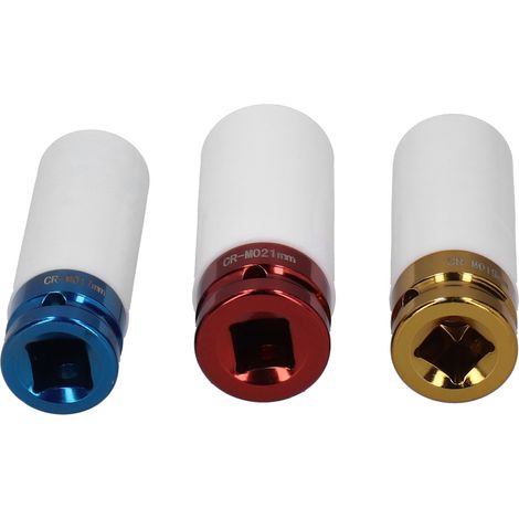 3 douilles de protection pour pneus 1/2 pouces, manchons pneumatiques colorés, outils à main pour clé à chocs, lot de 3 (1/5)