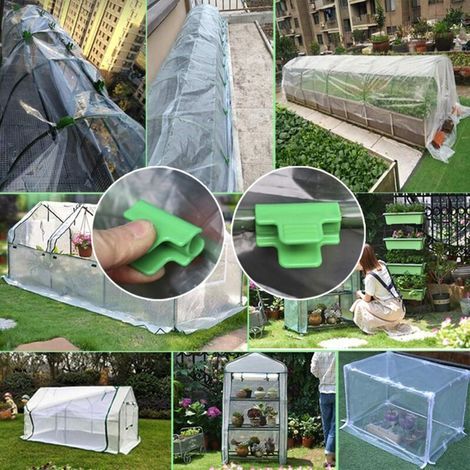 Lot de 48 colliers de serrage pour tuyau de jardin, accessoires de film d'abri de jardin, diamètre extérieur 16 mm, piquets pour plantes, clips en plastique pour serre, Vert (1/3)