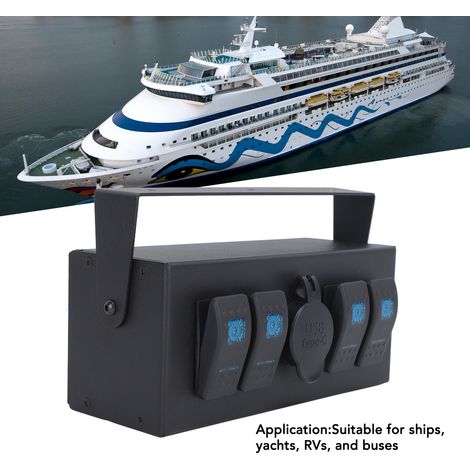 4-fach Marine-Schalterkasten mit Kontrollleuchte, DC 12-24V, für Wohnmobile und Boote (1/5)