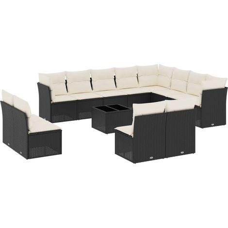 Maison Exclusive - Set Divani da Giardino 13pz con Cuscini Nero in Polyrattan (1/5)
